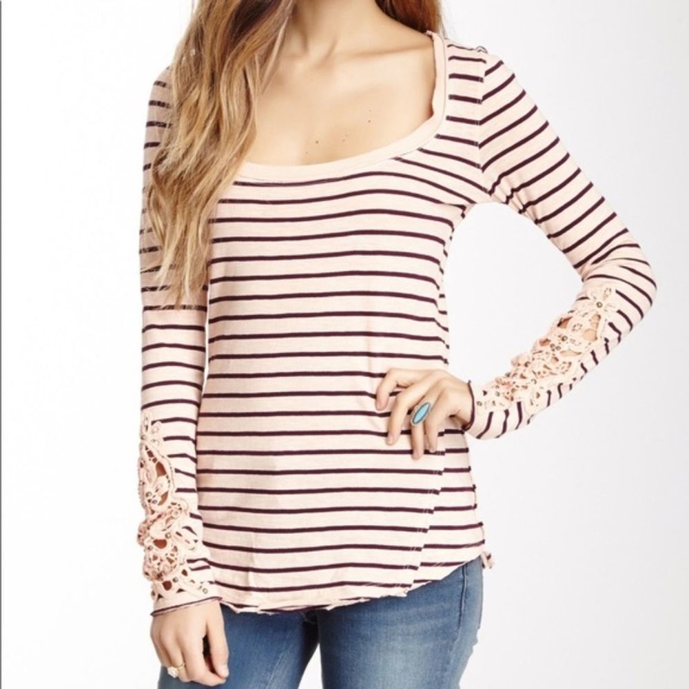 Free People Peach Hard Candy Stripe Thermal S